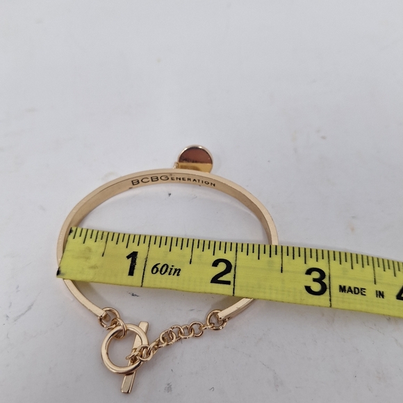 BCBGeneration Star Dangle Charm Gold Tone Cuff Rhinestone Bangle Bracelet - Picture 4 of 9